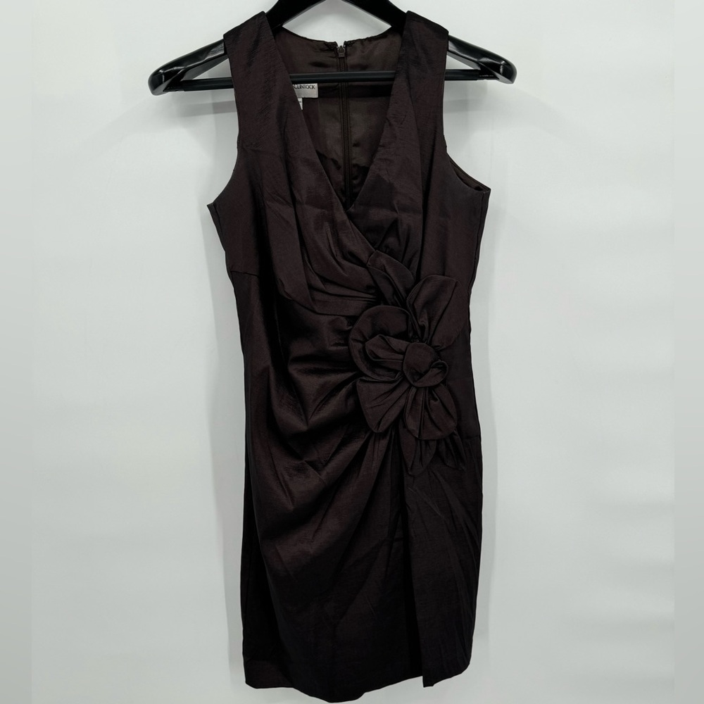 Jessica McClintock cocktail dress Chocolate Taffeta size 10 Sleeveless EUC‎